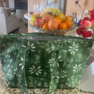 Green Floral Tote Bag